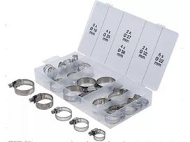 Sąvaržų rinkinys žarnoms | nerūdijantis plienas 304 | Ø16–38 mm, 26 vnt. (H8055-1)