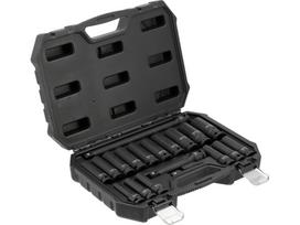 Ilgų smūginių galvučių rinkinys – AS-Drive 1/2" – 8–24 mm, 19 vnt (YT-10556)