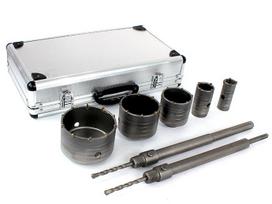 Gręžimo karūnų rinkinys su ilgais adapteriais SDS Plus | 30-100 mm | 9 vnt. (ES20449)