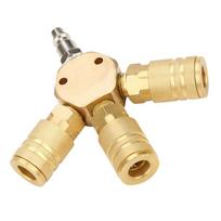 1/4 Three-Way Joint Assembly Sleeve Air Compressor Air Pipes Joint American Quick Connector Pneumatic Tools(4 Way- Out) 1