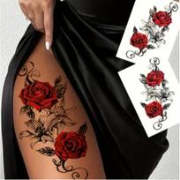Temporary Red Rose Flower Arm  Leg Tattoo Stickers Stripper Chest  Thigh Design Waterproof Perfect For Women Suitable For All Ages Kids Adults