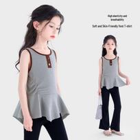 Tutu Little Elephant Girls' Colorblock Ruffle Sleeveless Top 130cm