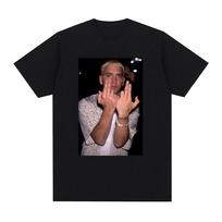 Rapper Eminem Gesture Graphic T-shirt Men's Women Hip Hop Fashion Short Sleeve T-shirts Summer Cotton Casual T Shirt Streetwear S įvairiaspalvis