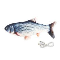 Flopping Fish Cat Toy Rechargeable Soft Stuffed Fish Interactive Chew Toy Realistic Fish Cat Kicker Toy for Cats Exercise Hunting Instinct Size#USB-Charging dramblio kaulas
