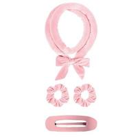 No Heat Hair Curling Rod Bow Headband with 2 Scrunchies Clip Women Overnight Sleeping Velvet Hair Curler Long Hair Curls Roller Styling Tool rožinė