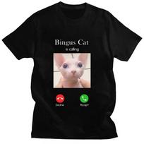 Bingus Cat Is Calling Memes 2026 New Fashion Cat Print Tshirt Summer Women Shortsleeved Clothes Loose Sports Couple Funny Tops S