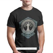 Men Norse Mythology Freyja Freyr Yggdrasil Fashion T-Shirt YGGDRASIL TREE 100% Cotton Harajuku Tees S įvairiaspalvis