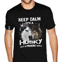 Black Keep Calm It A Husky Graphic Tees Oversized T Shirts Harajuku HipHop Print Cotton For Boyfriend Harajuku Black Tee Shirt S įvairiaspalvis