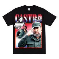 FIDEL CASTRO pagarbos marškinėliai Socializmo įkvėpta spausdinta dailė Revoliucija Sukilėlis Pasipriešink Fidelio Castro portretas......Pagaminta JK S įvairiaspalvis