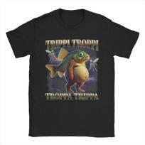 Trippi Troppi Fish Italian Brainrot Meme T Shirt Men Pure Cotton T-Shirts Round Neck  Tee Shirt Short Sleeve Clothing 4XL 5XL S įvairiaspalvis
