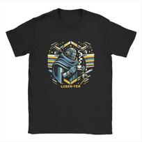 Men T-Shirt Helldivers Give Me Liber-tea Game Vintage Cotton Tee Shirt Short Sle Unisex T-Shirt S įvairiaspalvis
