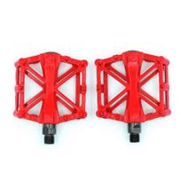 1 Pair MTB Mountain Bicycle Pedals Alloy Ultra-light Anti-skid Cycling Aluminum raudona
