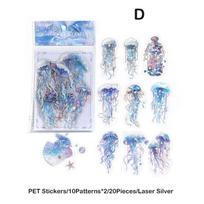 Journamm 20pcs/pack Twinkle Jellyfish Stickers Laser Silver Collage Junk Journal DIY Srapbooking PET Aesthetics Decor Stickers