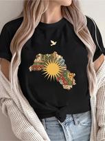 Summer Kurdish Women's Patterned T-Shirt, Classic Regular Fit, Versatile and Casual S įvairiaspalvis
