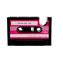 Retro Cassette Tape Machine + Brush Pot Pen Pencil Holder Rewind Desk Tidy Container Case Table Organizer A7465 rožinė