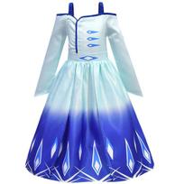 Cosplay Elsa Anna Princess Dress Festival Party Leisure Summer Girls Dress Snow Queen Fantasy Baby Girl Dresses Blue 110CM