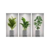 3Pcs/Set Wall Decals Creative Detachable Attractive Easy to Paste Self Adhesive Decorative PVC Green Plant Potted Wall Stickers Home Decor C