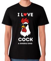 I Love Cock A Doodle Doo T-Shirt Funny Rooster Pun Unisex Tee S įvairiaspalvis