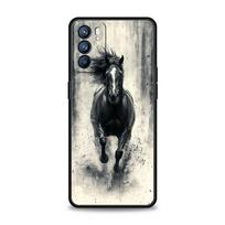 Black White Horses Galloping Case For Oppo Reno13 Reno12 Reno11 F Reno10 Pro A54 5G Find X5 A53 A52 A9 A17 4G A79 A80 A98 Cover For Oppo A9 2020