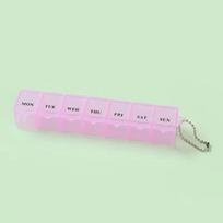 Mini Portable Transparent Medicine Box Waterproof Week-long Day-of-the-week Divider Small Pill Organizer Rectangle rožinė