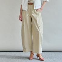 Maxza Flap Pocket Back Banding Wide Pants Zf05ql009na beige/SM