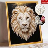 DIY Pearl Embroidery Diamond Painting Kit Majestic Lion Sparkling Beads Art Craft Handmade Decoration Gift for Home 30x40cm black