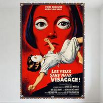 Mfoever Vintage Les Yeux Sans Visage Movie Poster Metal Tin Sign Red Background Rusty Border Horror Film Decor for Bar Pub Home Cafe W 20x30cm（7.8x11.8inch）