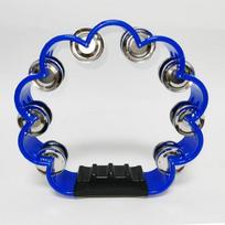 1Pcs Handheld Ergonomic Grip Percussion Tambourine Hand Cranked Bell Pleasant Jingle Petal Shaped Tambourine For Adults School blue