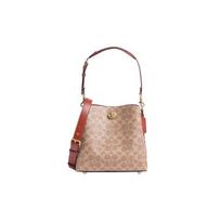 COACH Willow 22 bucket bag hand-held crossbody leather shoulder bag women's red brown with brown presbyopia ruda
