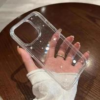 Transparent Soft Clear Case For iPhone 14 13 15 16 12 11 Pro Max Mini X XR XS 7 8 Plus Shockproof Bumper Bling Glitter Cover For iphoneXSMax gryna