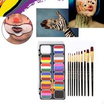 Face Body Wooden Handle Paint Brush Cosplay Costume Painting Pallet Palette Makeup Kit for