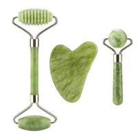 3 In 1 Facial Massage Roller Guasha Board Kit Double Heads Jade Stone Face Lift Skin Relaxation