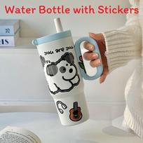 Summer Cooling Water Bottle With Handle 316 Stainless Steel Insulated Cup For Home Outdoor Car Use mėlyna