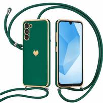 Protective Case - BOOLING - for Samsung Galaxy A26 5G - Soft Silicone - with Night Green Lanyard - Shockproof žalia