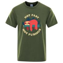 Not Fast Not Furious Sloth Cute Print Men Tee Shirts Breathable Cotton Tops Street Fashion T-shirt Women Casual Summer T Shirts S