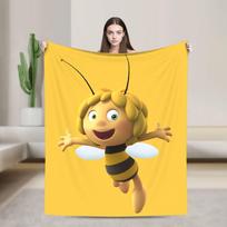 Bitė Maja su gėlėmis pledas Animacinis minkštas patogus pliušinis mesti pledas sofai lovai stovyklavimui Flanelinis lovatiesis lovos uždangalas 30x40in