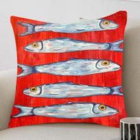 Colorful Sardine Lobster Crab Fish Ocean Pillowcase Toon Gift Cushion Cover Bedroom Home Sofa Chair Seat Decor Pillow Case 30X30cm