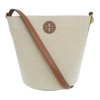 Tory Burch Blake Classic Logo Bucket Bag Canvas Crossbody Shoulder Bag Women bags Beige 163096-928 Basic Set (Bag+Dust Bag)