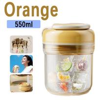 550ml Food Grade 3-in-1 Ice Tray Water Bottle Multifunctional Ice Mold Ice Box Portable Storage Bottle for Home and Outdoor Activities oranžinė