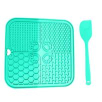 Slow Feeder Lick Mat with Suction Cups Silicone Pet Bowl for Anxiety Relief Digestion BPA-Free Portable Dog Food Puzzle Mat for Wet Food Yogurt Treats žalsvai mėlyna