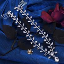 Water Drop Rhinestone Frontlet Crystal Bridal Wedding Hair Ornament  Dance Party Style A Gold