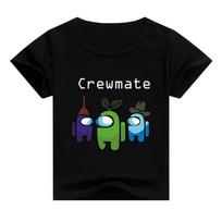 Game Us Among Tshirt Imposter Crewmate Boys Girls Round Neck  Tshirt Kids 110cm juoda
