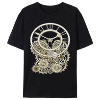 Tick Tock Vintage Steampunk Style Camisetas Elegant Steampunk Clock T-Shirt Polyester Short Sleeved Graphic Tees Men's Top S įvairiaspalvis