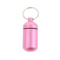 Mini Size Aluminum Medicine Bottle Waterproof Outdoor Medicine Bottle With Keychain Storage First-Aid Medicine Bottle Sealed rožinė