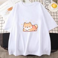 Shiba Inu Dog Print Summer UnisexWomen ONeck Tshirt Casual Short Sleeve Pullover Fashion Streetwear Clothes Novelty TShirt S