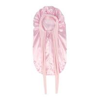Long Satin Bonnet with Tie Bonnet Extra Layer Women Sleeping Band Double Large Braids Curly rožinė