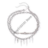 Punk Gothic Studded Rivet Spikes Necklace two layers Vintage Choker Hip Hop Necklace For Party Valentine's Day Lovers Gift