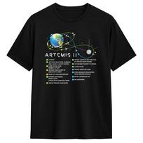Artemis II Lunar Mission Flight Path and Milestones Diagram Men's T Shirts Tee Shirt Short Sleeve T-Shirt Pure Cotton Clothing S įvairiaspalvis