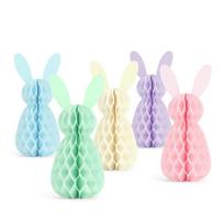 5Pcs Colorful Hare Shape Paper Honeycomb Ornament Ceiling Hanging Decoration for Tabletop Tree Easter Decoration 1