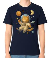 Cute Astronaut Cat T-Shirt Space Kitty Graphic Tee Funny Cat Lover Gift S įvairiaspalvis